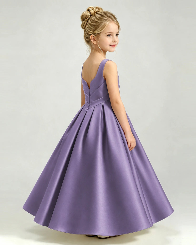 Wisteria Satin A-line Girls Formal Dress Back View