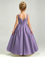 Wisteria Satin A-line Girls Formal Dress Back View