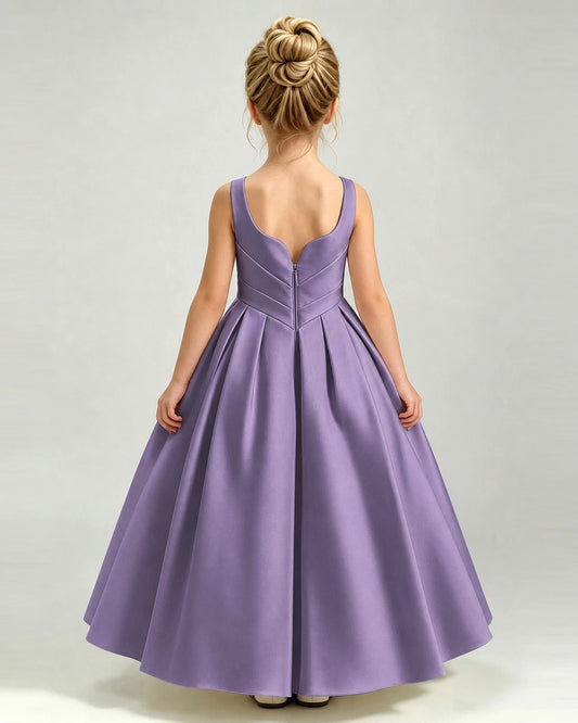 Wisteria Satin A-line Girls Formal Dress Back View
