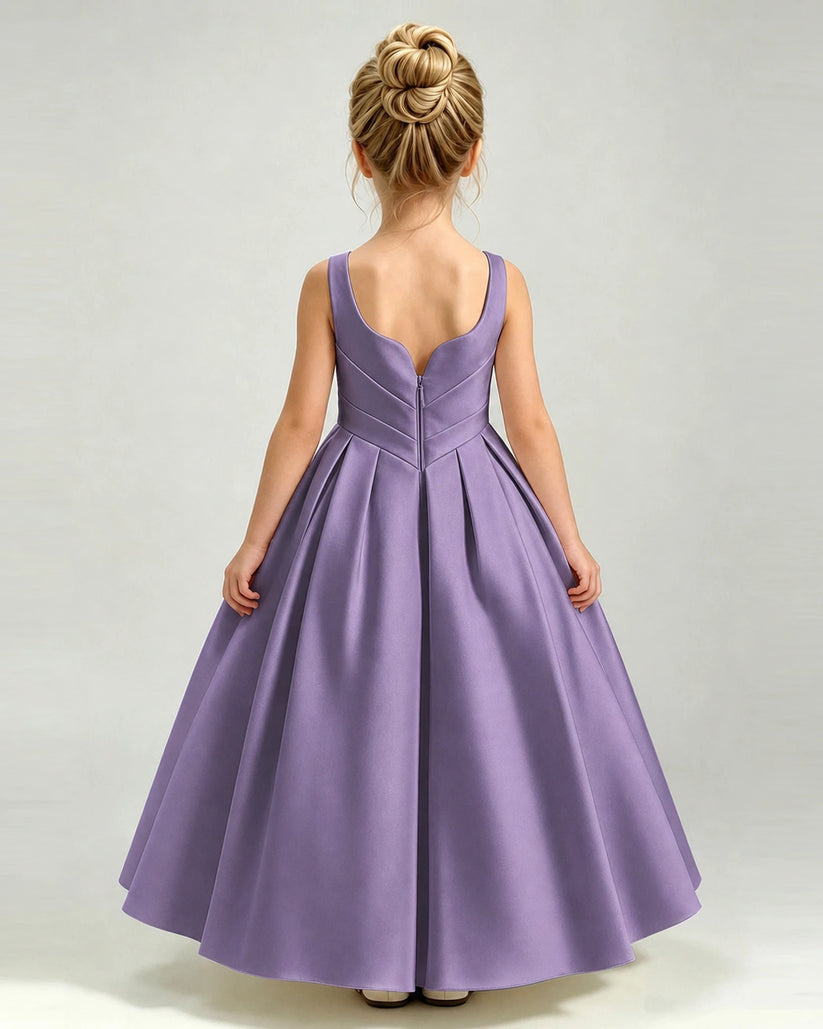 Wisteria Satin A-line Girls Formal Dress Back View