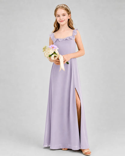 Lavender Chiffon A-Line Junior Bridesmaid Dresses