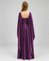Grape Satin Cape Junior Bridesmaid Dresses Back View