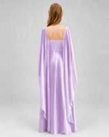 Lilac Satin Cape Junior Bridesmaid Dresses Back View
