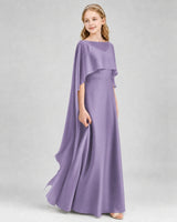 Wisteria Satin Capelet Junior Bridesmaid Dresses Front View