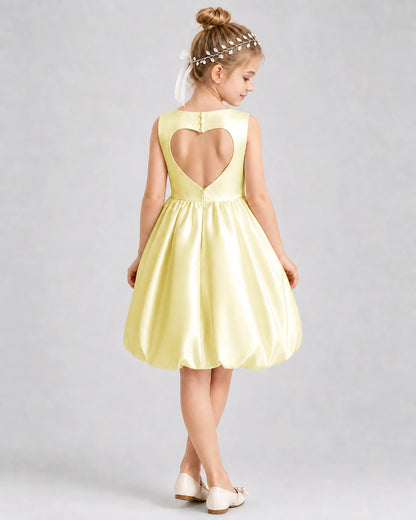 Daffodil Satin Heart Cutout Bubble Skirt Girls Formal Dresses Back View