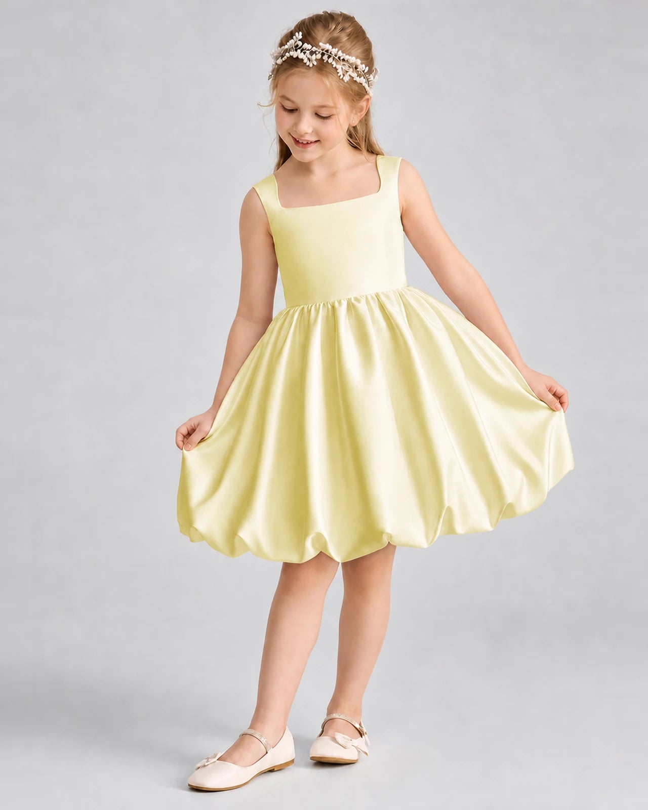 Daffodil Satin Bubble Dress Girls Formal Dresses