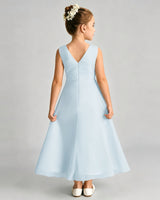 Baby Blue Chiffon A-line Junior Bridesmaid Dress Back View