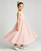 Blush Pink Chiffon A-line Junior Bridesmaid Dress Side View