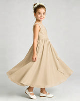 Champagne Chiffon A-line Junior Bridesmaid Dress Side View