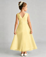 Daffodil Chiffon A-line Junior Bridesmaid Dress Back View