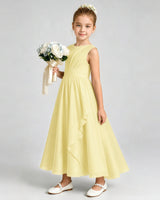 Daffodil Chiffon A-line Junior Bridesmaid Dress Front View