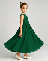 Dark Green Chiffon A-line Junior Bridesmaid Dress Side View