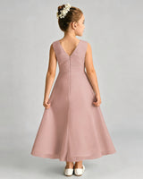 Dusty Rose Chiffon A-line Junior Bridesmaid Dress Back View