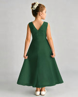 Emerald Green Chiffon A-line Junior Bridesmaid Dress Back View