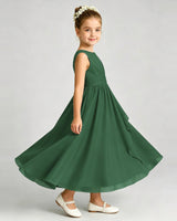 Emerald Green Chiffon A-line Junior Bridesmaid Dress Side View