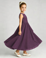 Grape Chiffon A-line Junior Bridesmaid Dress Side View