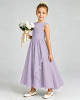 Lavender Chiffon A-line Junior Bridesmaid Dress Front View