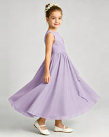 Lavender Chiffon A-line Junior Bridesmaid Dress Side View