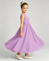 Lilac Chiffon A-line Junior Bridesmaid Dress Side View