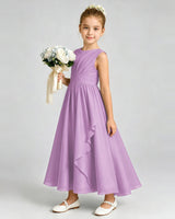Lilac Chiffon A-line Junior Bridesmaid Dress Front View