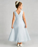 Mist Chiffon A-line Junior Bridesmaid Dress Back View