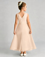 Peach Chiffon A-line Junior Bridesmaid Dress Back View