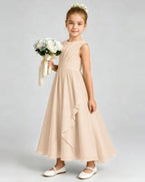 Peach Chiffon A-line Junior Bridesmaid Dress Front View