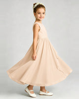 Peach Chiffon A-line Junior Bridesmaid Dress Side View