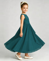Peacock Chiffon A-line Junior Bridesmaid Dress Side View