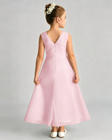 Pink Chiffon A-line Junior Bridesmaid Dress Back View