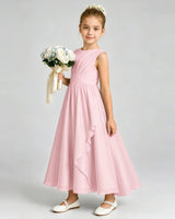 Pink Chiffon A-line Junior Bridesmaid Dress Front View