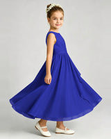 Royal Blue Chiffon A-line Junior Bridesmaid Dress Side View