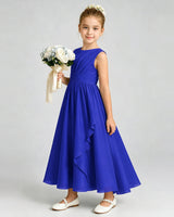 Royal Blue Chiffon A-line Junior Bridesmaid Dress Front View