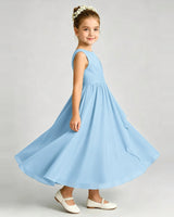 Sky Blue Chiffon A-line Junior Bridesmaid Dress Side View