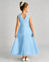 Sky Blue Chiffon A-line Junior Bridesmaid Dress Back View