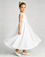 White Chiffon A-line Junior Bridesmaid Dress Side View