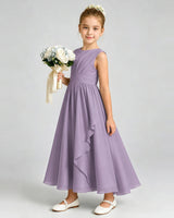 Wisteria Chiffon A-line Junior Bridesmaid Dress Front View