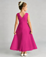 Hot Pink Chiffon A-line Junior Bridesmaid Dress Back View