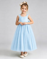 Baby Blue Tulle A-line Flower Girl Dress Front View