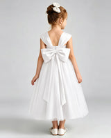 Ivory Tulle A-line Flower Girl Dress Back View