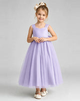 Lavender Tulle A-line Flower Girl Dress Front View