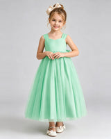 Mint Green Tulle A-line Flower Girl Dress Front View