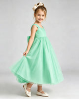 Mint Green Tulle A-line Flower Girl Dress Side View