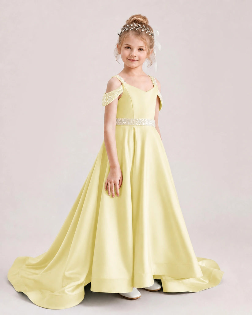 Daffodil Satin A-line Pageant Dress Front View