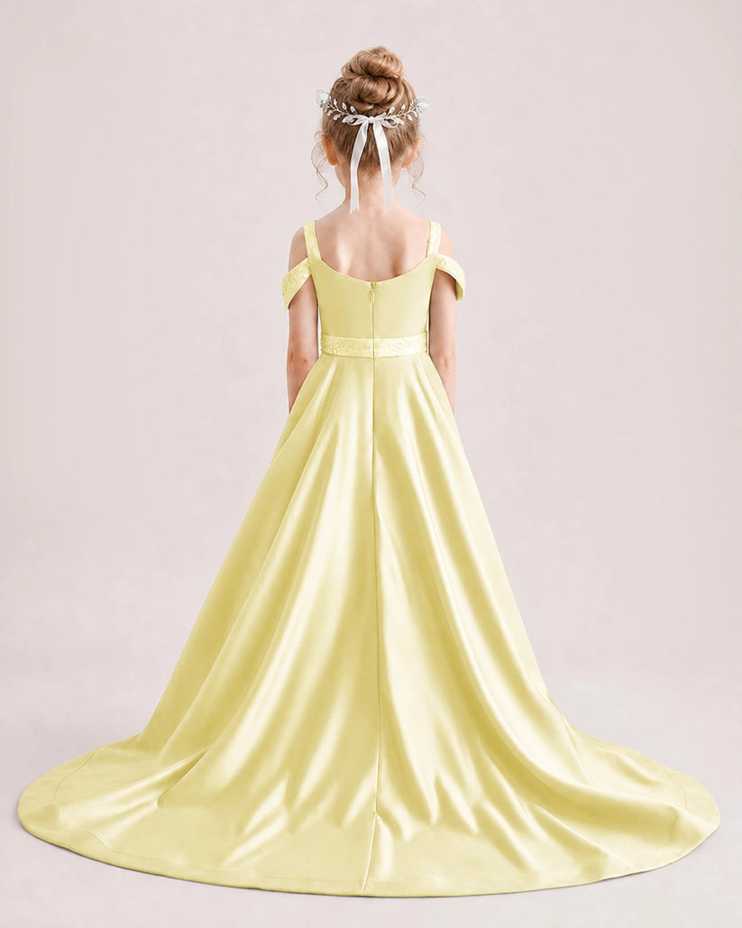 Daffodil Satin A-line Pageant Dress Back View