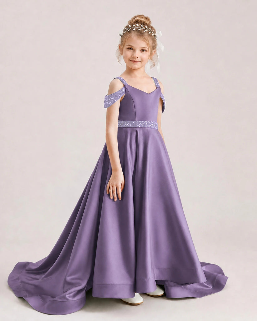 Wisteria Satin A-line Pageant Dress Front View