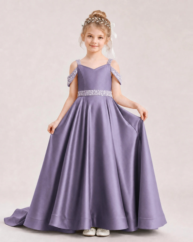 Wisteria Satin A-line Pageant Dress Front View