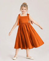 Burnt Orange Satin A-line Girls Formal Dress Front View