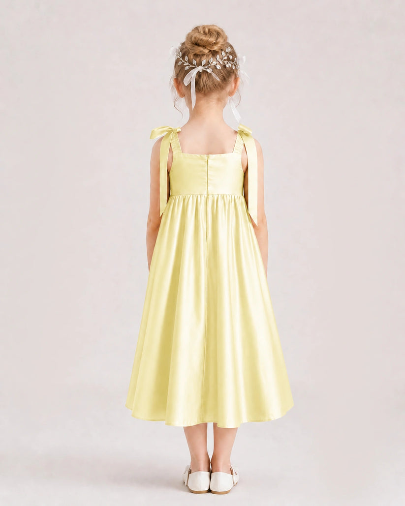 Daffodil Satin A-line Girls Formal Dress Back View