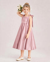 Dusty Rose Satin A-line Girls Formal Dress Front View